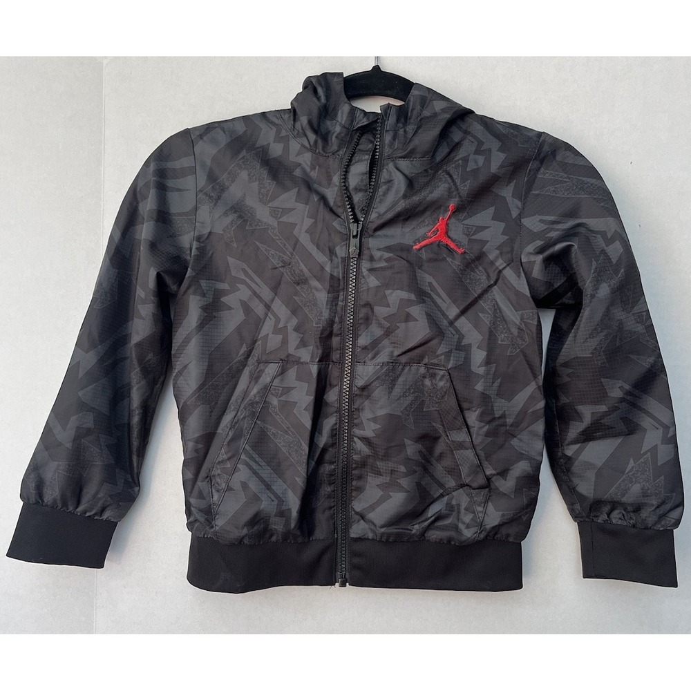 Air Jordan Black Windbreaker Jacket Full Zip Youth Boys Size M (5-6y) GREAT